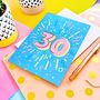 Rose Gold Blue 30th Birthday Card, thumbnail 3 of 5