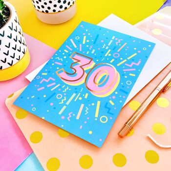 Rose Gold Blue 30th Birthday Card, 3 of 5