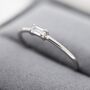 Single Baguette Clear Cz Ring In Sterling Silver, thumbnail 7 of 12