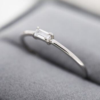 Single Baguette Clear Cz Ring In Sterling Silver, 7 of 12