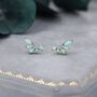 Green Opal Marquise Cluster Stud Earrings, thumbnail 1 of 12