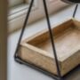 Black Vanity Mirror With Wooden Tray Shelve, thumbnail 2 of 3