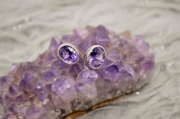 Purple Amethyst Sterling Silver Studs, 7 of 12