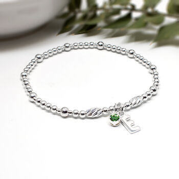 Personalised Birthstone Bead Bracelet Sterling Silver, 2 of 4