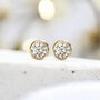 Yellow Gold Plated April Cubic Zirconia Birthstone Stud Earrings, thumbnail 3 of 8