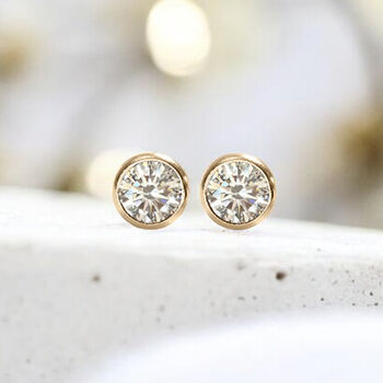 Yellow Gold Plated April Cubic Zirconia Birthstone Stud Earrings, 3 of 8