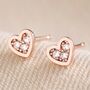 Tiny Crystal Heart Stud Earrings, thumbnail 4 of 9
