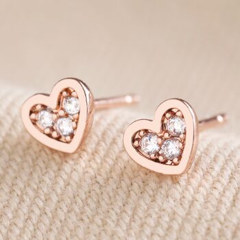 Tiny Crystal Heart Stud Earrings, 4 of 9