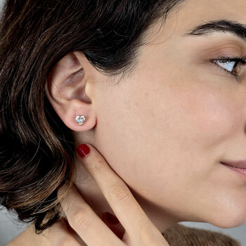 Diamond Heart April Birthstone Stud Earrings, 2 of 3