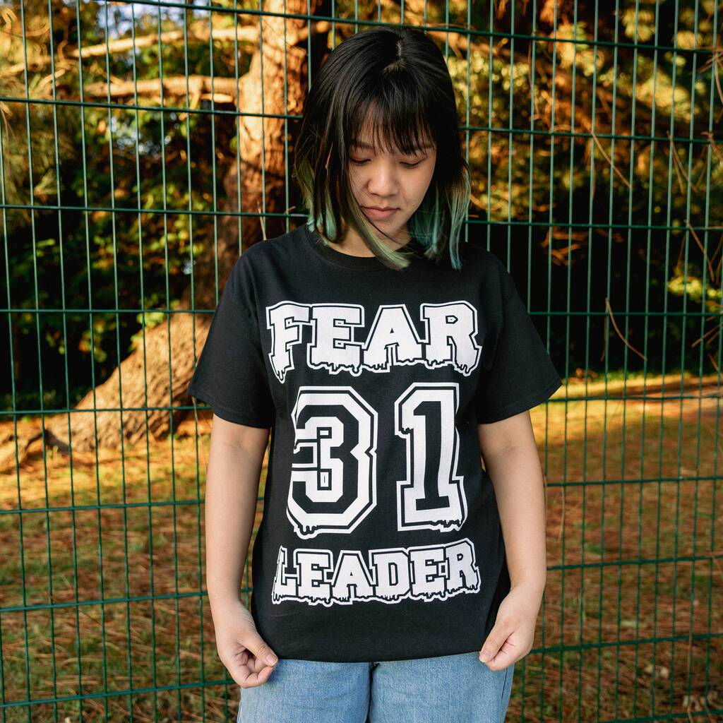 Fear Leader Women's Varsity Style Halloween T Shirt, 1 of 4