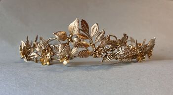 The Isla Crown Gold Silver Organic Handmade Floral Hair Vine Bridal Headpiece, 5 of 9