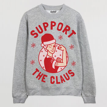 Support The Claus Women's Christmas Jumper, 7 of 8