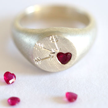 Ruby Heart Signet Ring, 6 of 7