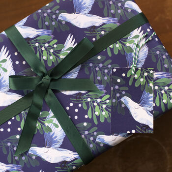 'Mistletoe Dove' Luxury, Recycled Wrapping Paper Pack, 4 of 10