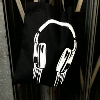Dripping Headphones Screen Printed Bag, 2 of 2