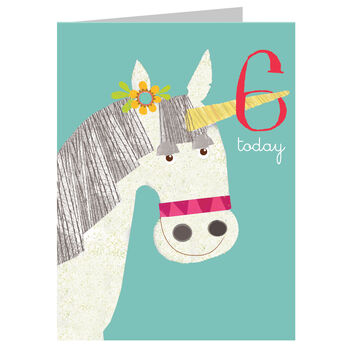 Mini Unicorn 6th Birthday Card, 2 of 4