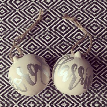Personalised Calligraphy Ceramic Christmas Bauble, 4 of 4