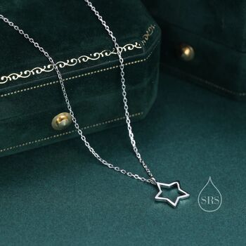 Open Star Pendant Necklace In Sterling Silver, 6 of 11