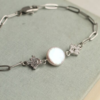 Silver Plated Art Deco Freshwater Pearl Bridal Bracelet, 4 of 6