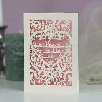 Personalised 'To My Parents On My Wedding Day' Card, 6 of 8