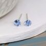 Tiny Sterling Silver Aquamarine Cz Stud Earrings, thumbnail 6 of 11