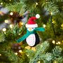 Felt Penguin In Santa Hat Christmas Decoration, thumbnail 1 of 3