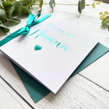 Personalised Teal Foil Birthday Card Any Name, 3 of 8