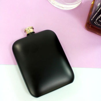 Black Hip Flask With Personalised Leather Sleeve, 6 of 7