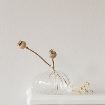 Small Ribbed Round Glass Vase, 3 of 6