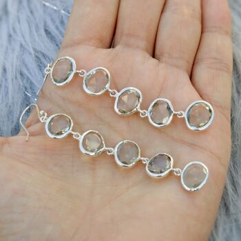 Green Amethyst Sterling Silver Long Earrings, 3 of 5