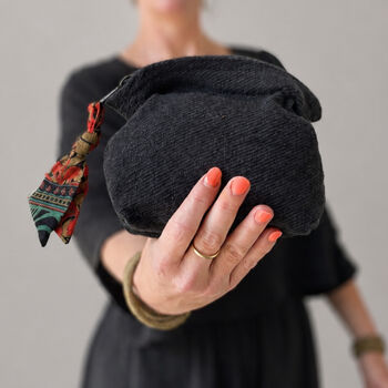 Fairtrade Cotton Frame Lined Makeup Bag Recycled Sari, 4 of 5
