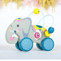 Wooden Elephant With Beads Toy And Personalised Bag, thumbnail 1 of 3