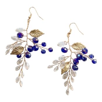 Blue Crystal And Gold Leaf Earrings, 5 of 5