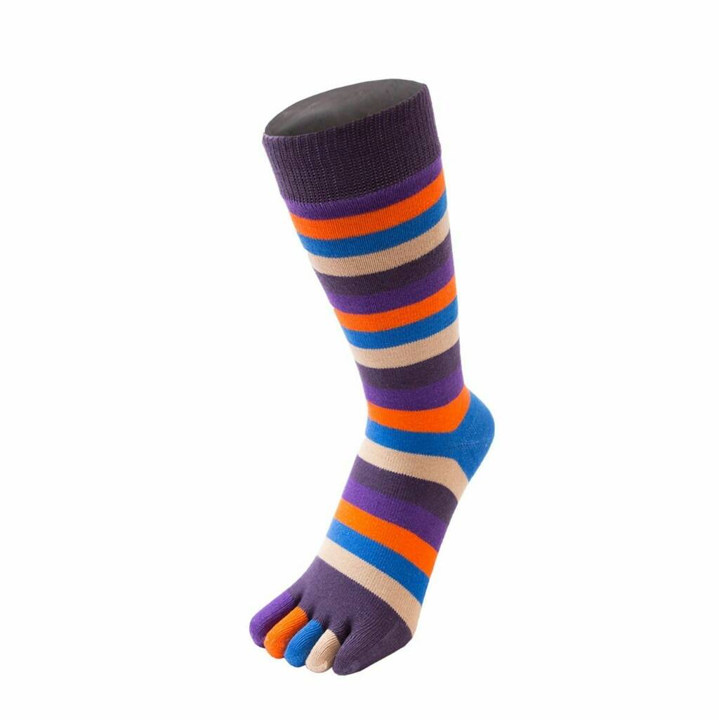 Essential Everyday Mid Calf Stripy Cotton Toe Socks By TOETOE ...