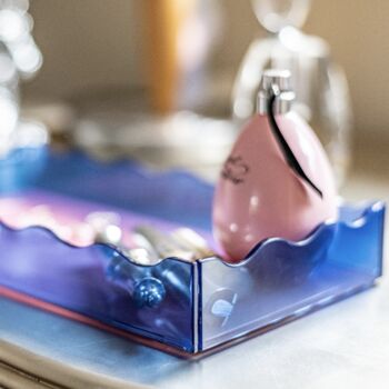 Glass Blue And Pink Wave Tray, 4 of 5