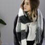 Colour Block Fringed Scarf In Grey Checked, thumbnail 1 of 4