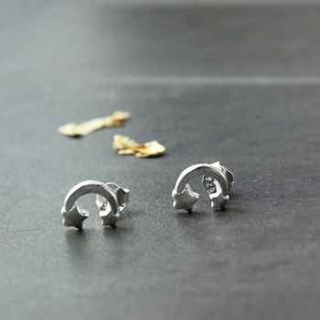 Petite Moon And Stars Sterling Silver Stud Earrings, 2 of 9