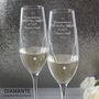 Engraved Crystal Champagne Flutes Handmade, thumbnail 5 of 8