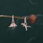 Sterling Silver Mismatched Dinosaur Dangle Hoop Earrings, thumbnail 6 of 10