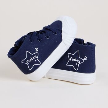 Personalised Navy Star High Top Trainers, 3 of 4