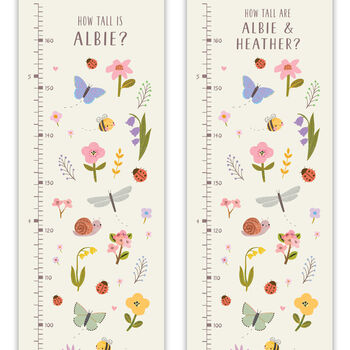 Personalised Butterflies And Flowers Height Chart, 3 of 6