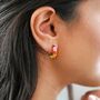 Rainbow Geometric Enamel Hoop Earrings In Gold Plating, thumbnail 1 of 6