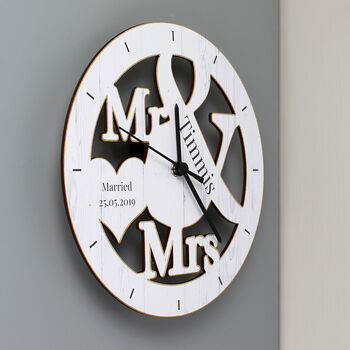 Personalised Mr And Mrs Wooden Clock, 3 of 3