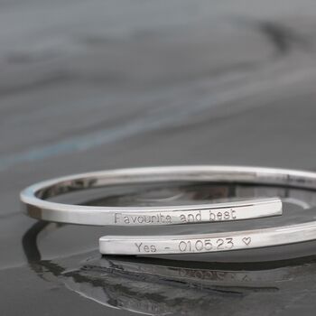 Personalised Sterling Silver Or Gold Open Bangle, 7 of 11