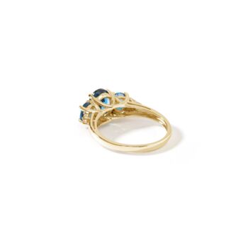 Gold London Blue Topaz And Diamond Trilogy Ring, 4 of 5