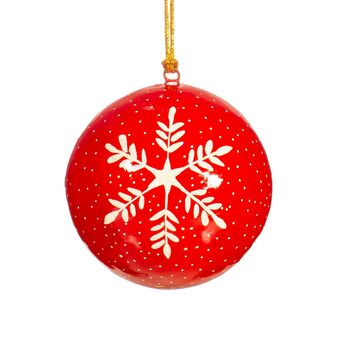 Red Snowflake Papier Mache Bauble, 2 of 2