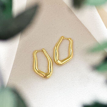 Gold Asymmetric Hoop Earrings, 2 of 3