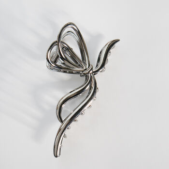 Large Silver Bow Claw Hair Clip, 4 of 4
