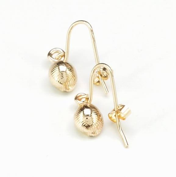 Solid Gold Cowrie Shell Earrings, 1 of 3