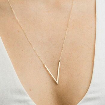 V Shape Angled Bar Triangle Dainty Elegant Necklace, 2 of 4